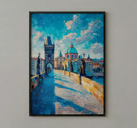 Prague Bridge Art Print, Czech Republic Decor - Historic Statue