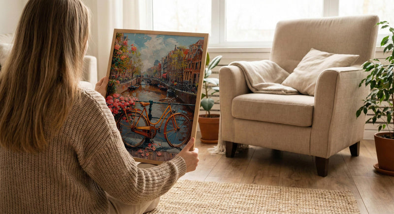 Amsterdam Canal Poster, Netherlands Decor - Vintage Bicycle