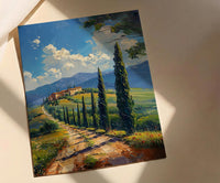 Tuscany Italy Poster, Rolling Hills Decor - Cypress Tree Art