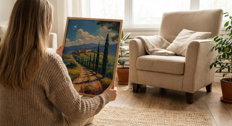 Tuscany Italy Poster, Rolling Hills Decor - Cypress Tree Art