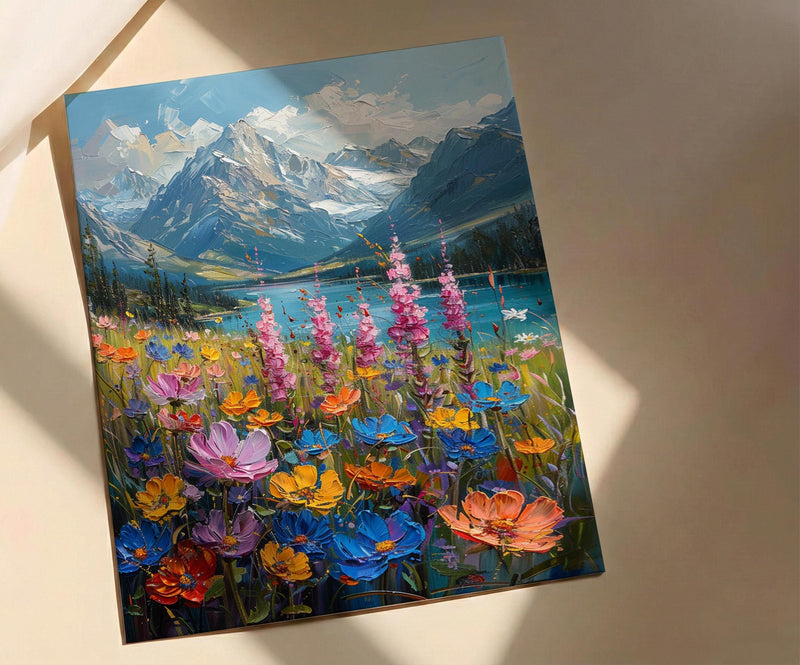 Swiss Alps Wall Art, Switzerland Nature - Wildflower Meadow Print