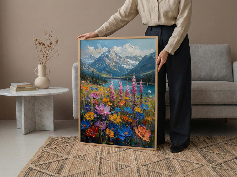Swiss Alps Wall Art, Switzerland Nature - Wildflower Meadow Print