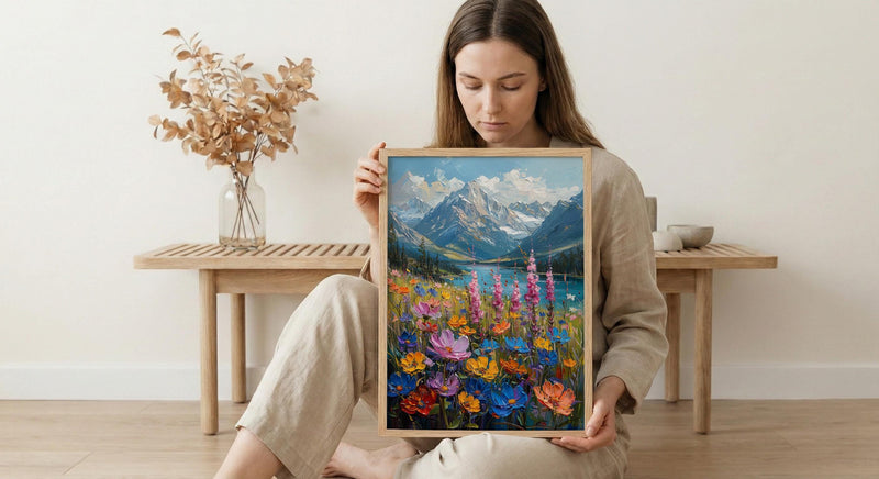 Swiss Alps Wall Art, Switzerland Nature - Wildflower Meadow Print