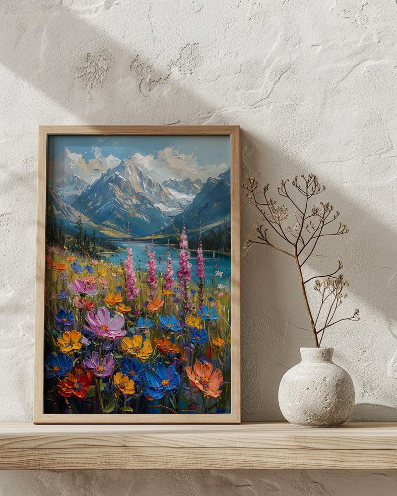 Swiss Alps Wall Art, Switzerland Nature - Wildflower Meadow Print