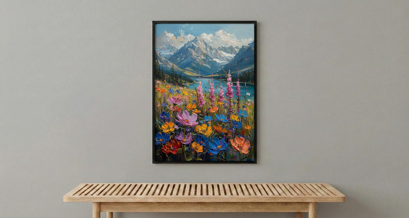 Swiss Alps Wall Art, Switzerland Nature - Wildflower Meadow Print