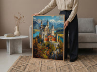 Bavarian Alps Poster, Germany Castle Decor - Neuschwanstein Art