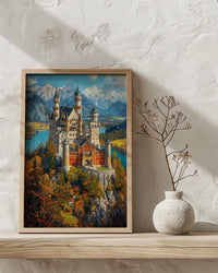 Bavarian Alps Poster, Germany Castle Decor - Neuschwanstein Art