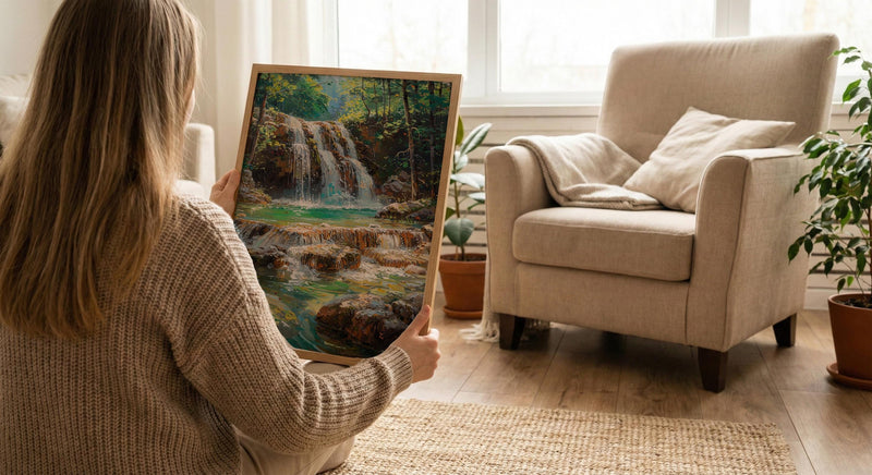 Plitvice Lakes Art, Croatia Nature Decor - Emerald Waterfall Print