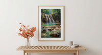 Plitvice Lakes Art, Croatia Nature Decor - Emerald Waterfall Print