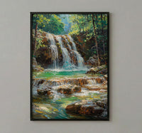 Plitvice Lakes Art, Croatia Nature Decor - Emerald Waterfall Print