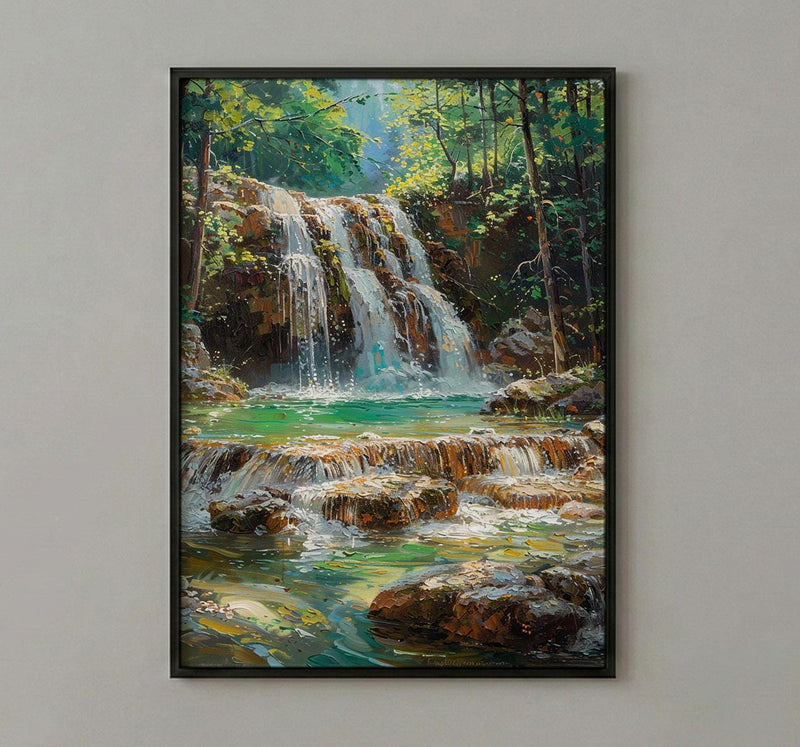 Plitvice Lakes Art, Croatia Nature Decor - Emerald Waterfall Print