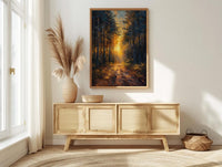 Black Forest Poster, Germany Nature Decor - Pine Tree Sunlight