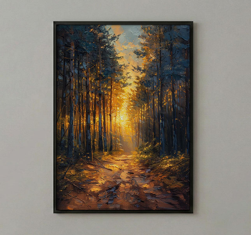 Black Forest Poster, Germany Nature Decor - Pine Tree Sunlight