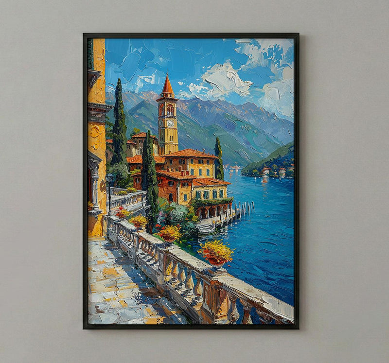 Lake Como Italy Art, Historic Villa Decor - Blue Water Poster