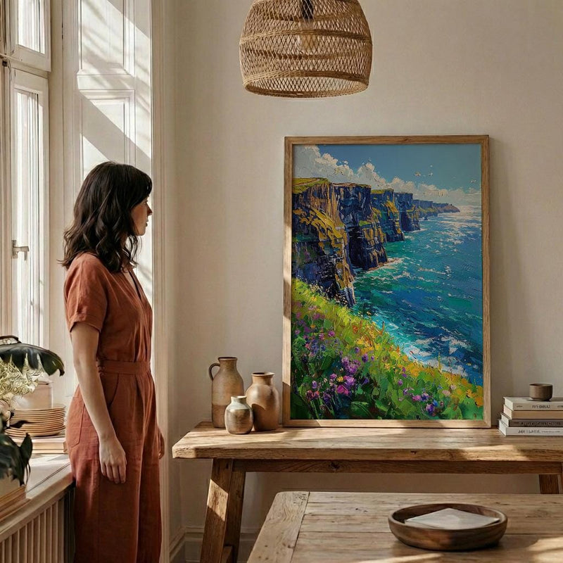 Cliffs of Moher Art, Ireland Coastal Decor - Green Cliff Poster