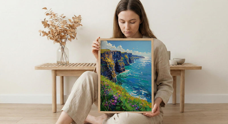 Cliffs of Moher Art, Ireland Coastal Decor - Green Cliff Poster