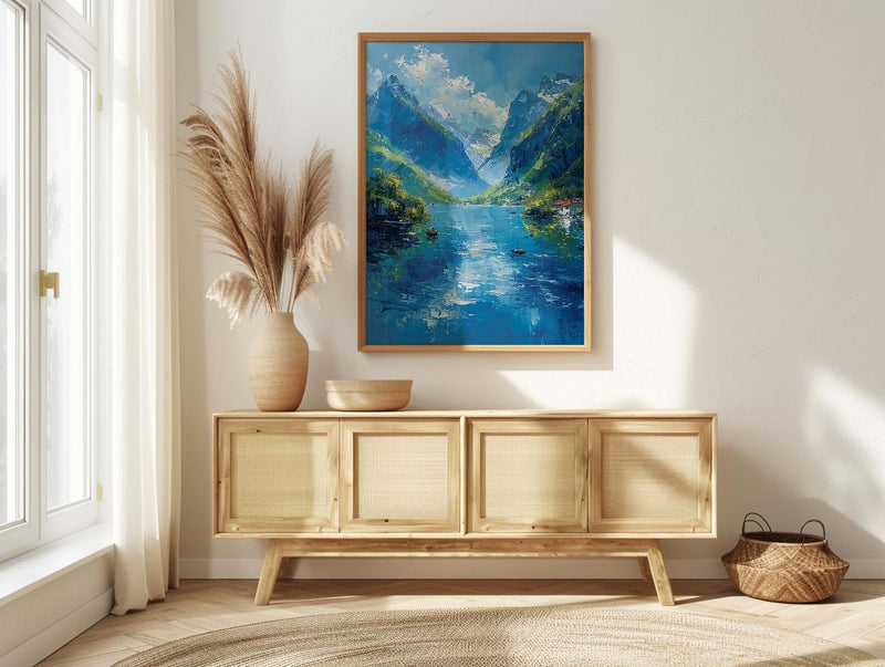 Norway Fjord Poster, Scandinavian Nature - Green Mountain Art
