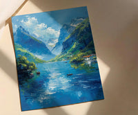 Norway Fjord Poster, Scandinavian Nature - Green Mountain Art