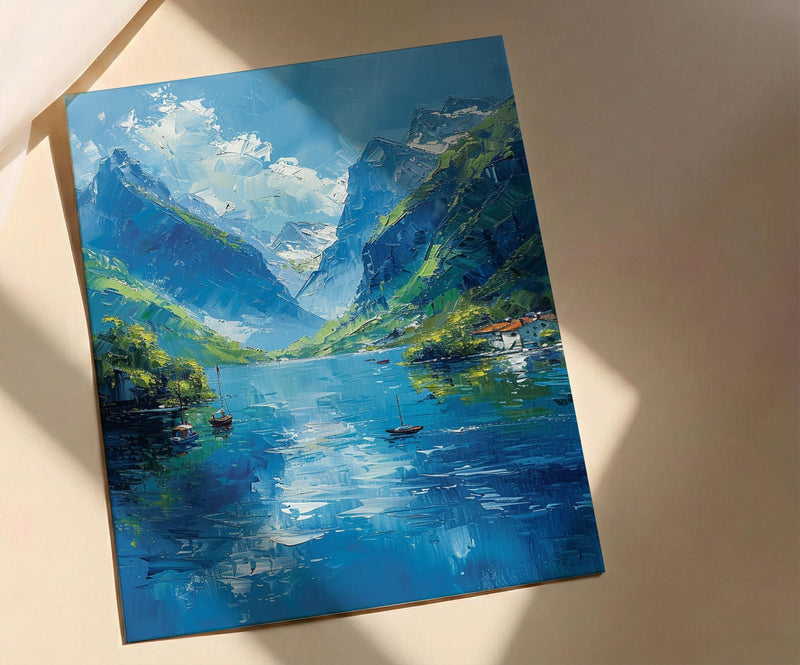Norway Fjord Poster, Scandinavian Nature - Green Mountain Art