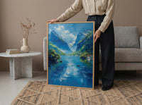 Norway Fjord Poster, Scandinavian Nature - Green Mountain Art