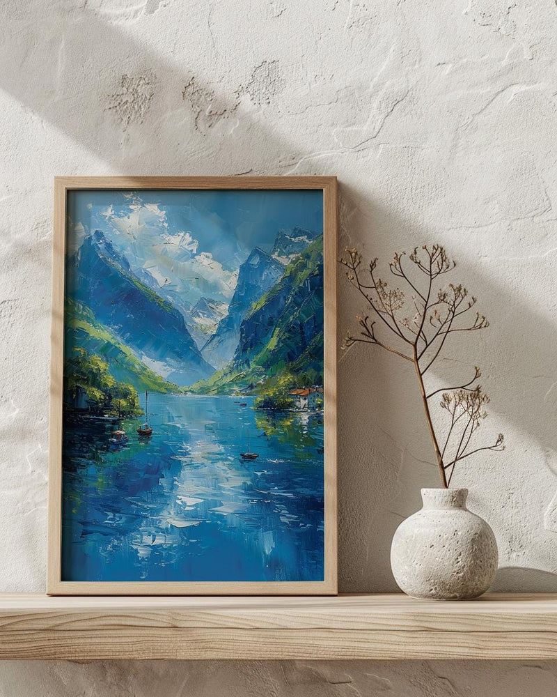 Norway Fjord Poster, Scandinavian Nature - Green Mountain Art