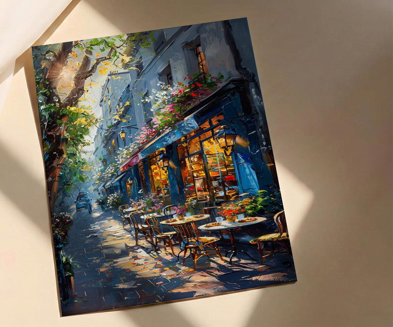 Paris Cafe Wall Art, France Street Decor - Morning Coffee Print
