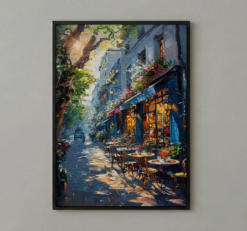 Paris Cafe Wall Art, France Street Decor - Morning Coffee Print