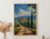 Tuscany Italy Poster, Rolling Hills Decor - Cypress Tree Art
