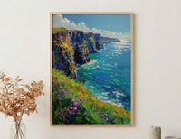 Cliffs of Moher Art, Ireland Coastal Decor - Green Cliff Poster