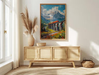 Swiss Train Poster, Switzerland Nature - Stone Viaduct Print