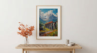 Swiss Train Poster, Switzerland Nature - Stone Viaduct Print