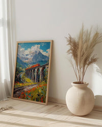 Swiss Train Poster, Switzerland Nature - Stone Viaduct Print