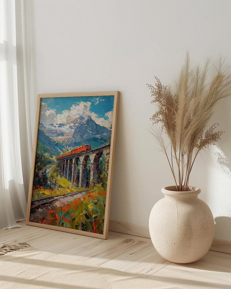 Swiss Train Poster, Switzerland Nature - Stone Viaduct Print