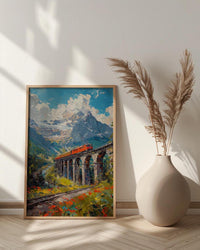 Swiss Train Poster, Switzerland Nature - Stone Viaduct Print