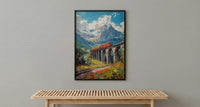 Swiss Train Poster, Switzerland Nature - Stone Viaduct Print