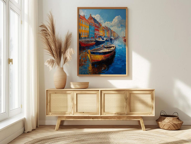 Copenhagen Nyhavn Art Print, Denmark City Decor - Colorful Townhouse