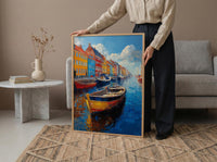 Copenhagen Nyhavn Art Print, Denmark City Decor - Colorful Townhouse