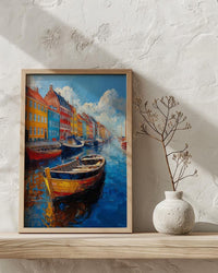 Copenhagen Nyhavn Art Print, Denmark City Decor - Colorful Townhouse