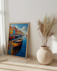 Copenhagen Nyhavn Art Print, Denmark City Decor - Colorful Townhouse