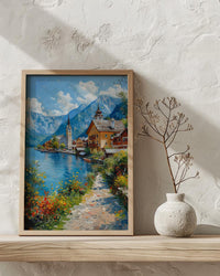 Hallstatt Village Wall Art, Austria Nature Decor - Alpine Lake Print