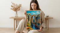 Ronda Bridge Poster, Spain Gorge Decor - Ancient Stone Art Print