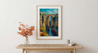 Ronda Bridge Poster, Spain Gorge Decor - Ancient Stone Art Print