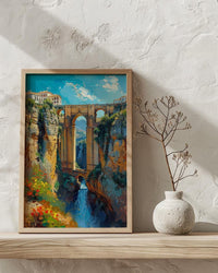 Ronda Bridge Poster, Spain Gorge Decor - Ancient Stone Art Print