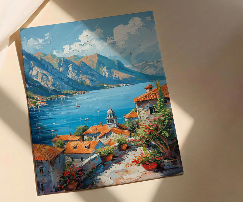 Kotor Bay Wall Art, Montenegro Sea Decor - Mountain Landscape