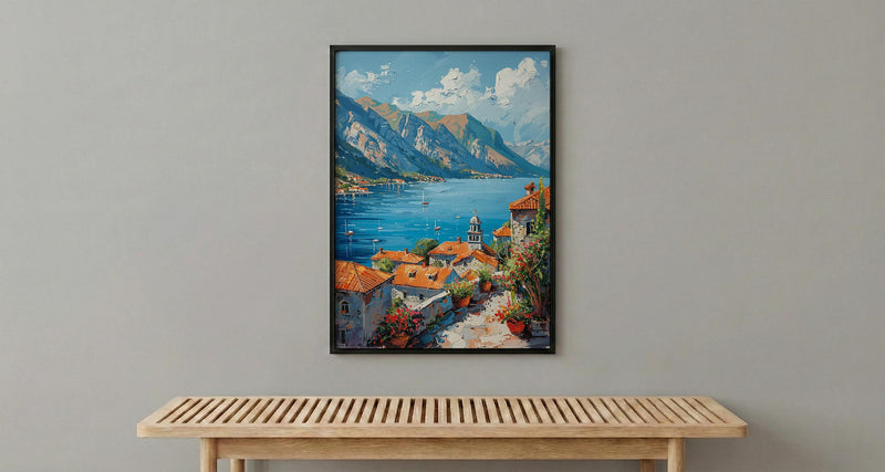 Kotor Bay Wall Art, Montenegro Sea Decor - Mountain Landscape