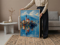 Lake Bled Art Print, Slovenia Island Decor - Alpine Church Poster
