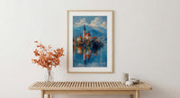 Lake Bled Art Print, Slovenia Island Decor - Alpine Church Poster