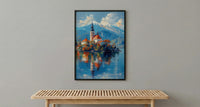 Lake Bled Art Print, Slovenia Island Decor - Alpine Church Poster