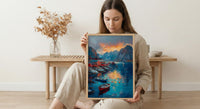 Lofoten Island Art, Norway Coastal Decor - Red Fishing Cabin