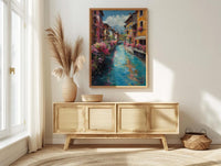 Annecy France Poster, Turquoise Canal Decor - Medieval House Art